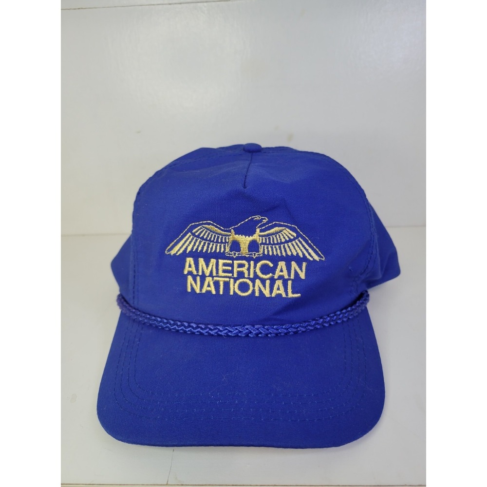 Vintage American National‎ Hat Trucker SnapBack Blue White Mesh